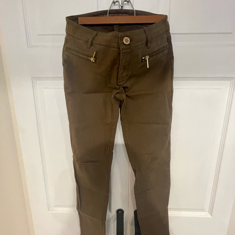 Michael kore Stylish Brown Pants with Gold Accents